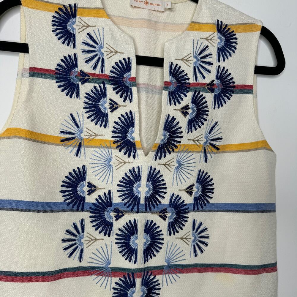 Tory Burch Striped Avery Sleeveless Top 0 - Picture 6 of 8
